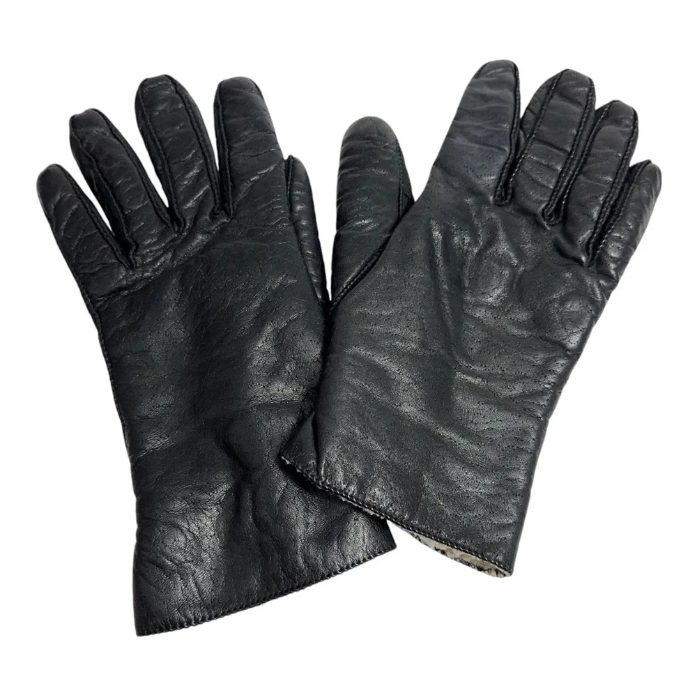 Fownes Vintage Textured Leather Fleece Lined Gloves Womens L